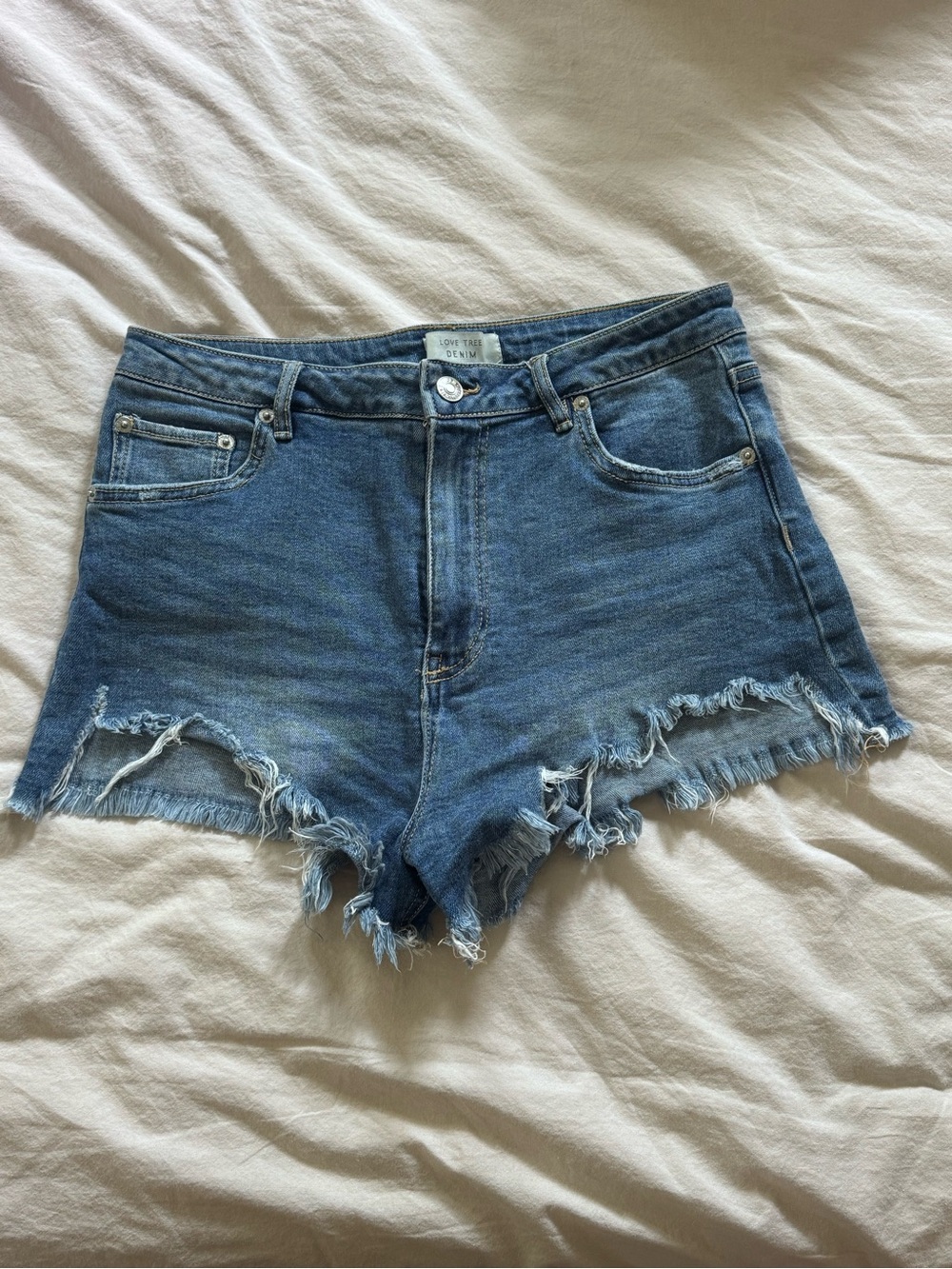 Love Tree Denim Frayed Hem Shorts